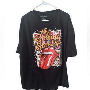 Men’s The Rolling Stones Tongue Out Hot Lips Black T-Shirt Size XXL
